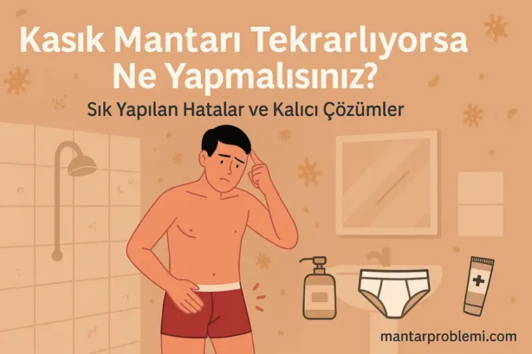 Kasık mantarı tekrarlıyorsa ne yapılmalı konulu bilgilendirici illüstrasyon